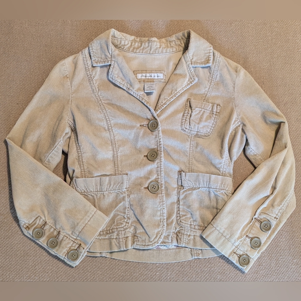 Y2K Abercrombie & Fitch Beige Tan Corduroy Cropped Button Up Blazer Jacket